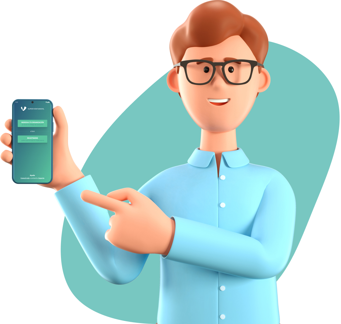 Vendedor usando la app móvil de ventas